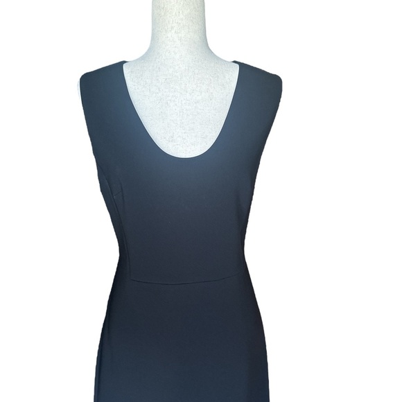 NWT Theory Black Crepe Scoop Flounce Dress Sleeveless Size 12 - Picture 5 of 16